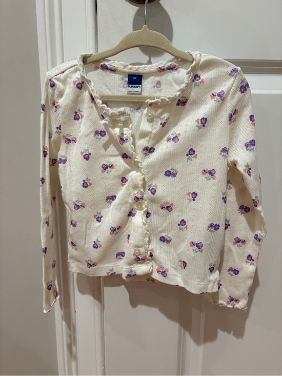 Old Navy Other - Old Navy Cream Cardigan with Pink & Purple Floral Print